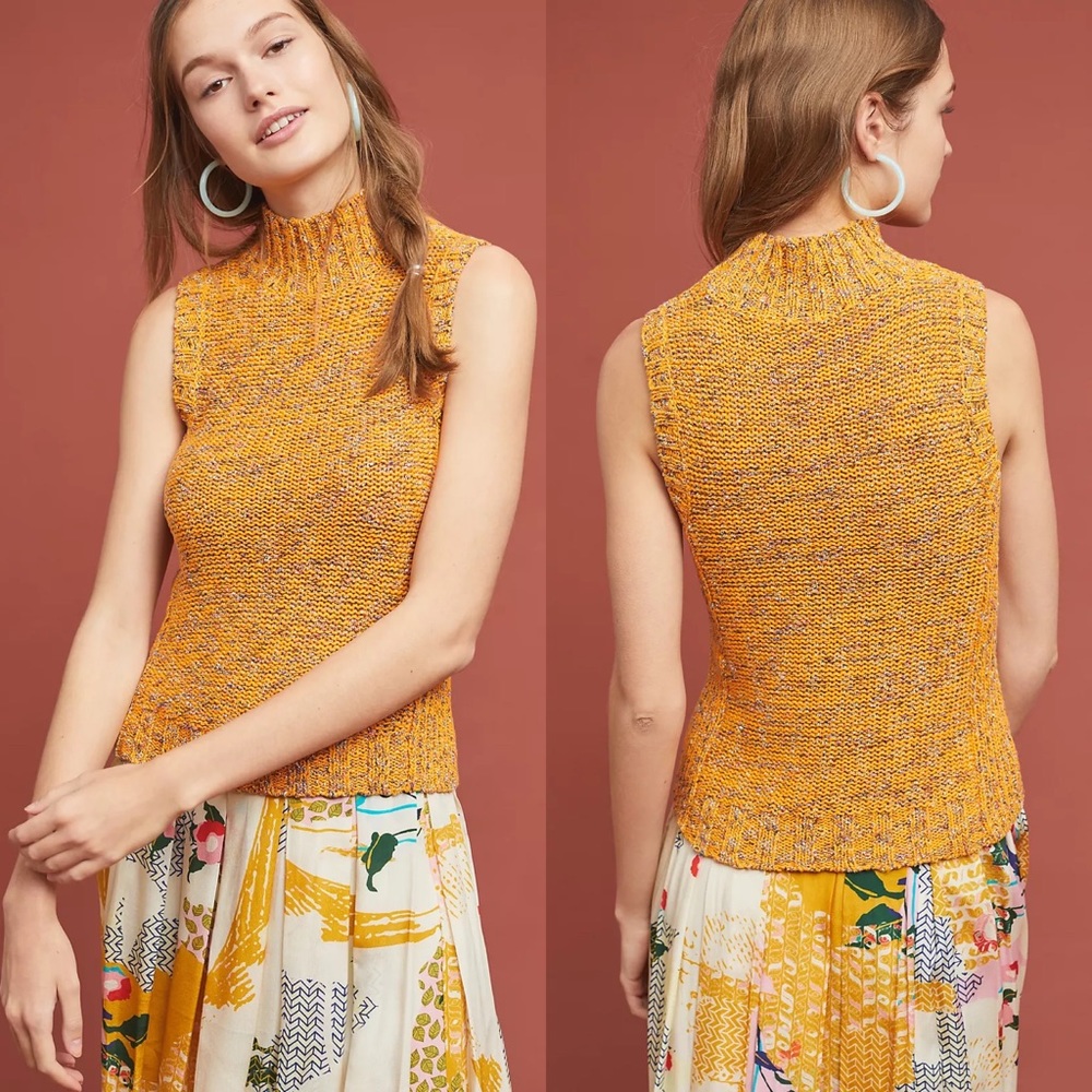 ANTHROPOLOGIE Knit Mock Turtleneck Sweater Tank Top NWOT Size XL